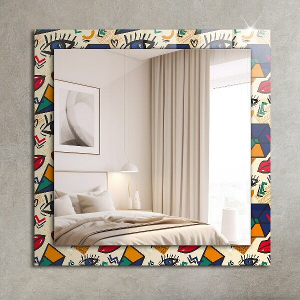 Spegel med tryck Ögon och mun former