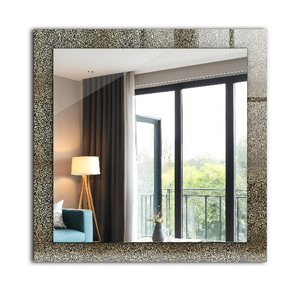 Rektangulär spegel med tryckt ram Guld dekorativt motiv