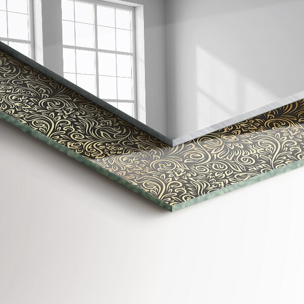 Rektangulär spegel med tryckt ram Guld dekorativt motiv