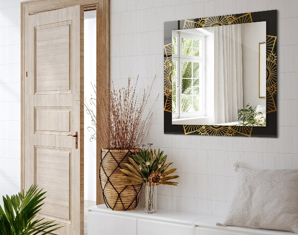 Rektangulär spegel med tryckt ram Mandala mönster