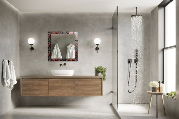 Spegel med tryckt ram Vallmo blommor