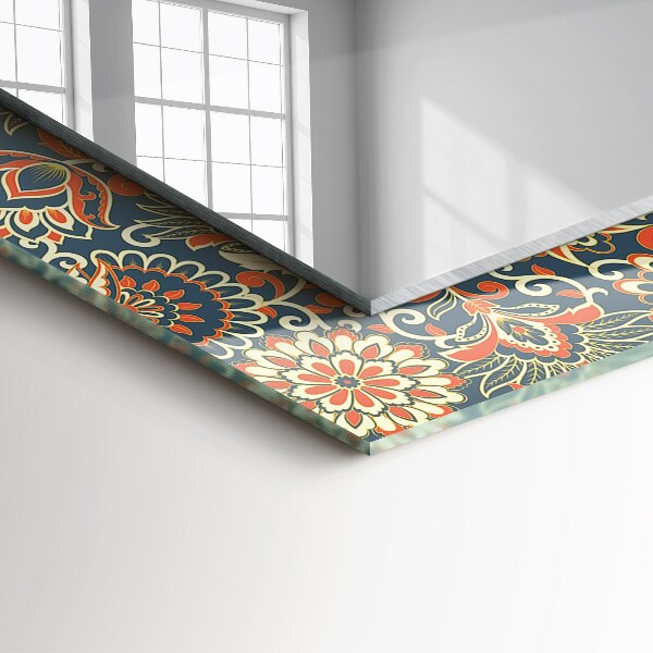 Spegel med tryck Blommönster på bakgrunden