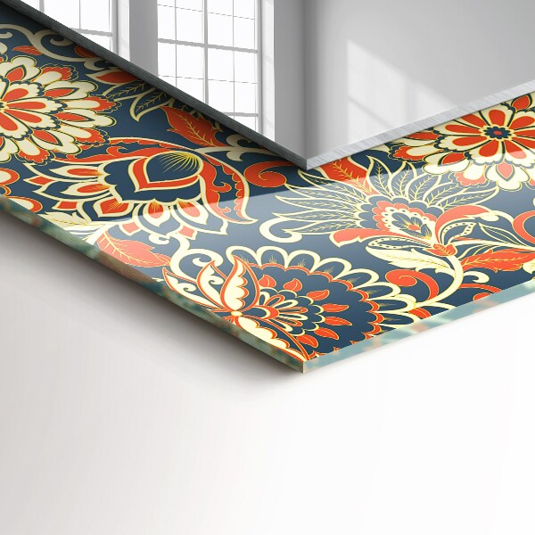 Spegel med tryck Blommönster på bakgrunden