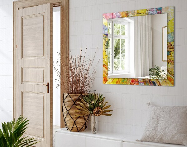 Spegel med tryck Abstrakt färgglad mosaik