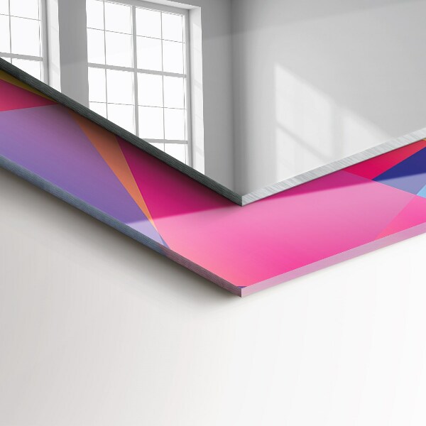 Rektangulär spegel med tryckt ram Färgglada geometriska motiv