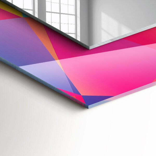 Rektangulär spegel med tryckt ram Färgglada geometriska motiv