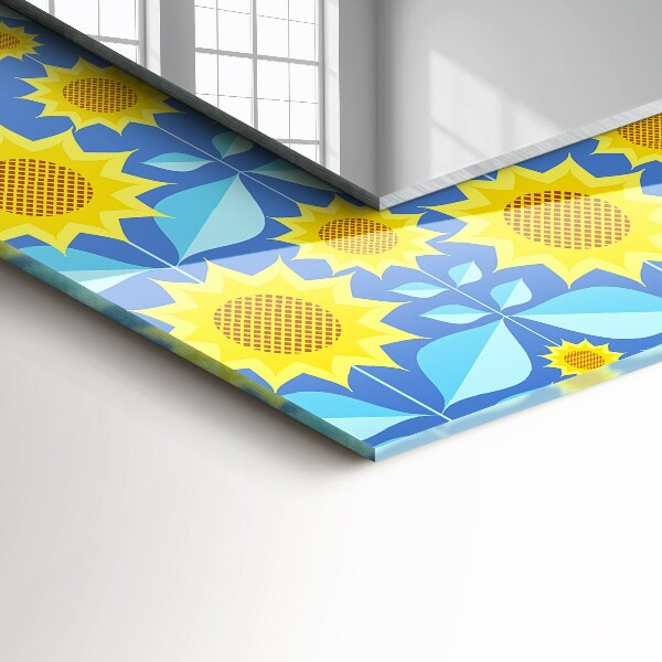 Spegel med tryckt ram Solrosbladsmotiv