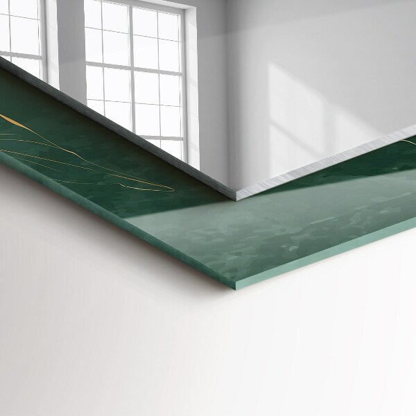 Rektangulär spegel med tryckt ram Gröna och guldiga blad