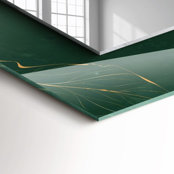 Rektangulär spegel med tryckt ram Gröna och guldiga blad