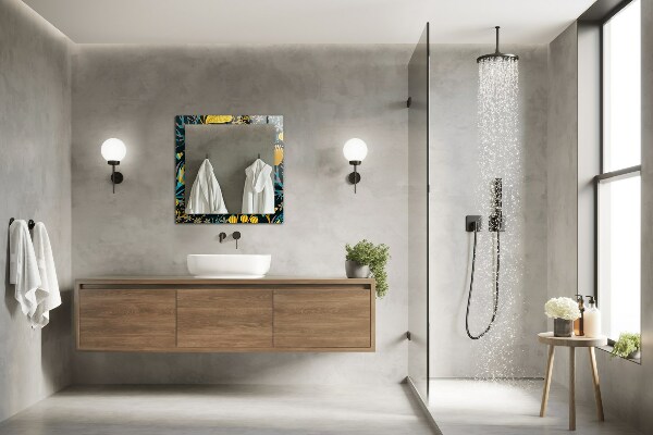 Rektangulär spegel med tryckt ram Kronbladsmotiv