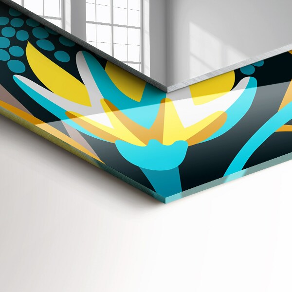 Rektangulär spegel med tryckt ram Kronbladsmotiv