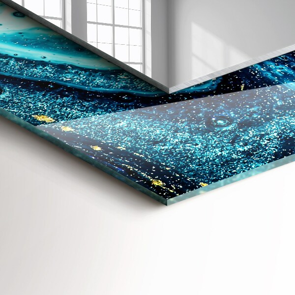 Spegel med tryckt ram Blå abstrakt konst