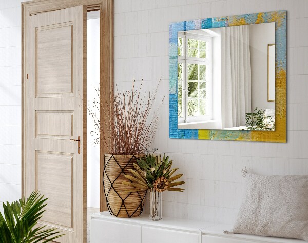 Rektangulär spegel med tryckt ram Abstrakt oljemålning