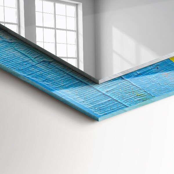 Rektangulär spegel med tryckt ram Abstrakt oljemålning