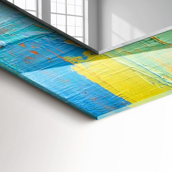 Rektangulär spegel med tryckt ram Abstrakt oljemålning