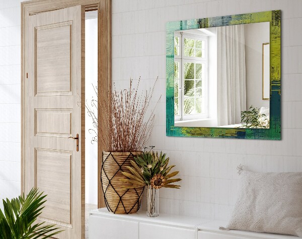 Rektangulär spegel med tryckt ram Abstrakt färgkomposition