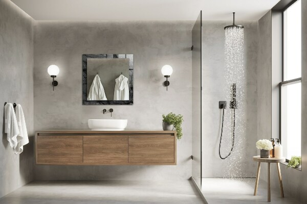 Spegel med tryck Sprickor i den svarta stenen