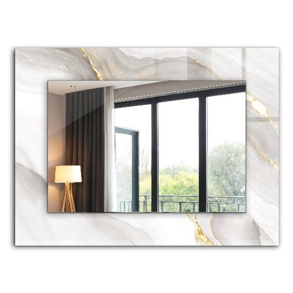 Rektangulär spegel med tryckt ram Grå marmor