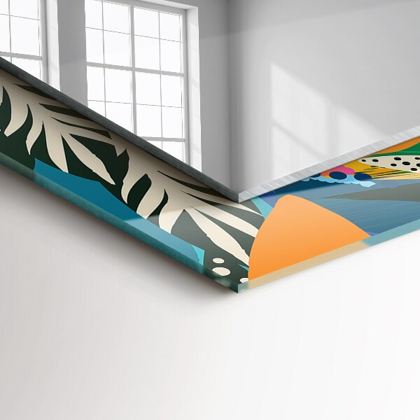 Spegel med tryckt ram Abstrakta färgglada blommor