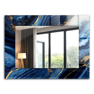 Rektangulär spegel med tryckt ram Abstrakt konst i marmor