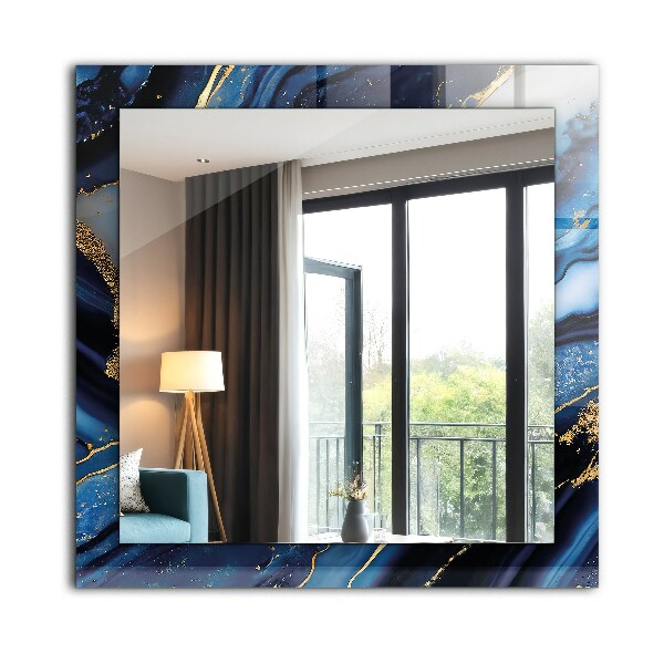 Rektangulär spegel med tryckt ram Abstrakt konst i marmor