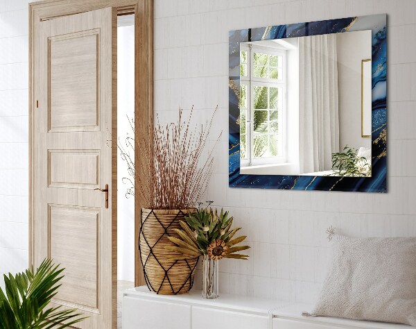 Rektangulär spegel med tryckt ram Abstrakt konst i marmor