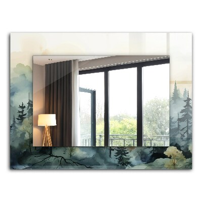 Spegel med tryck Blommor lämnar fåglar