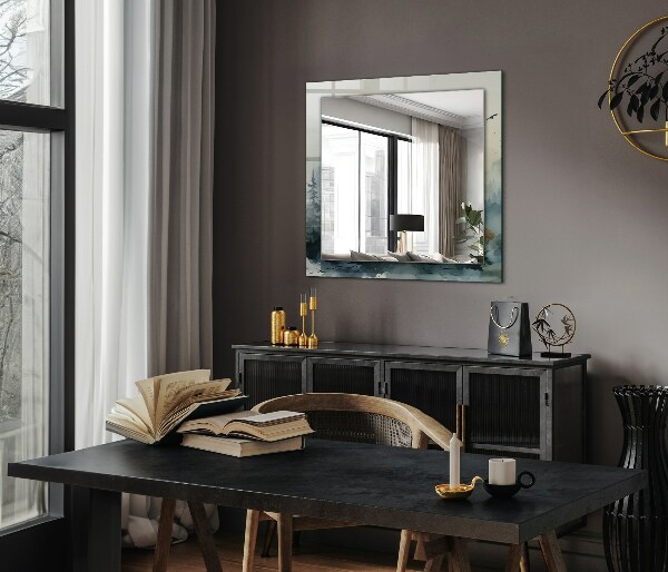 Spegel med tryck Blommor lämnar fåglar