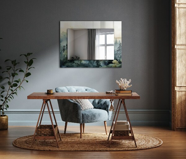 Spegel med tryck Blommor lämnar fåglar