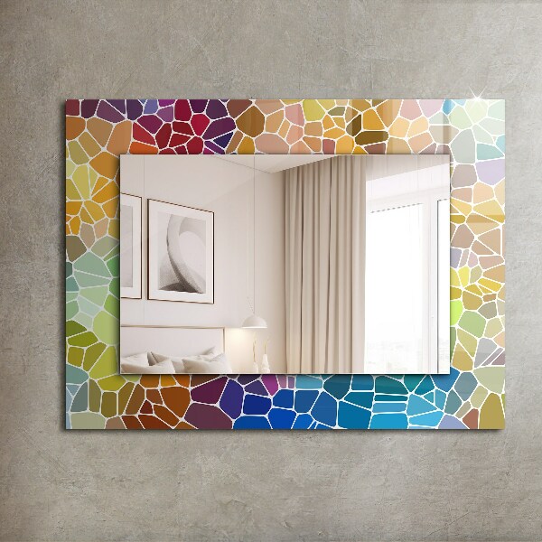 Spegel med tryckt ram Blommor och blad