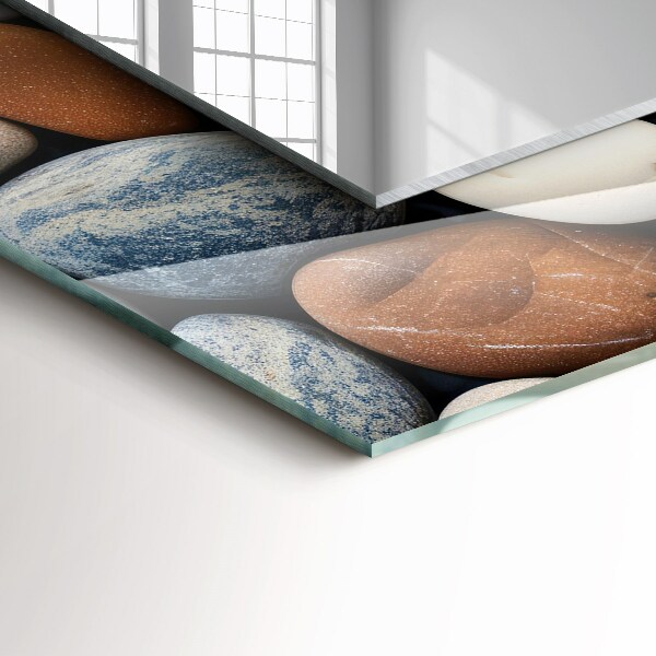 Spegel med tryckt ram Blått abstrakt mönster