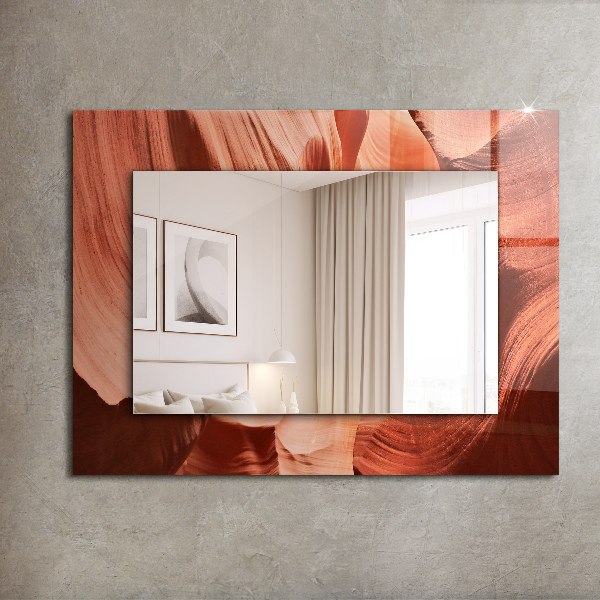 Rektangulär spegel med tryckt ram Motiverande fontän