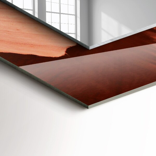 Rektangulär spegel med tryckt ram Motiverande fontän