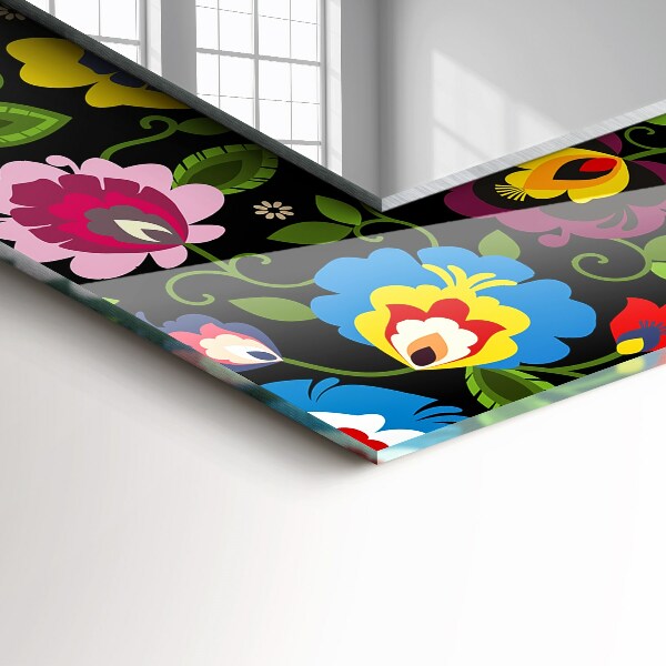 Spegel med tryckt ram Blommor och frukter