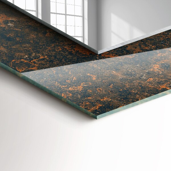 Rektangulär spegel med tryckt ram Abstrakt teckning i gult