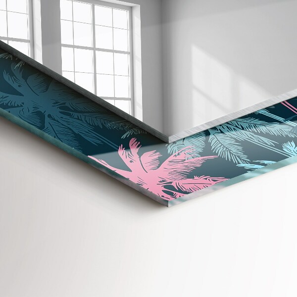 Spegel med tryckt ram Strukturerad träpanel