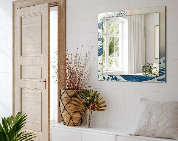 Rektangulär spegel med tryckt ram Abstrakt hartsmarmor