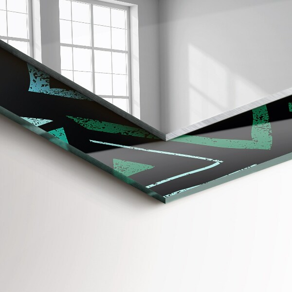 Rektangulär spegel med tryckt ram Geometriska motiv i turkos