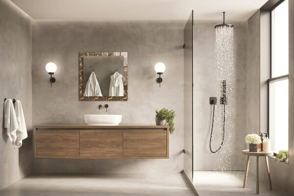 Rektangulär spegel med tryckt ram Volta och gufo