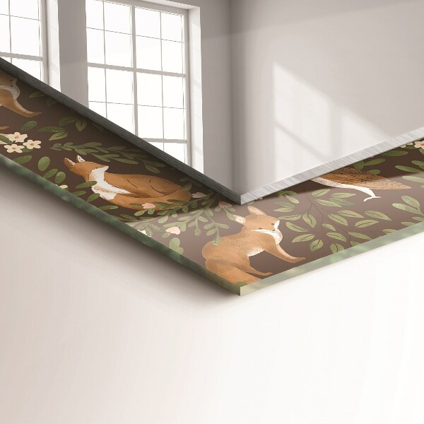 Rektangulär spegel med tryckt ram Volta och gufo