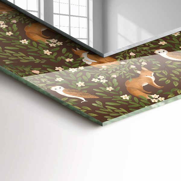 Rektangulär spegel med tryckt ram Volta och gufo