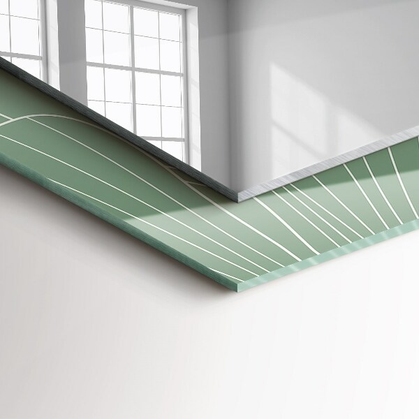 Rektangulär spegel med tryckt ram Ginkgo Mist