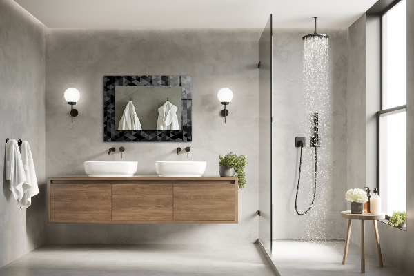 Spegel med tryckt ram Triangulära dvärgar och syrsor