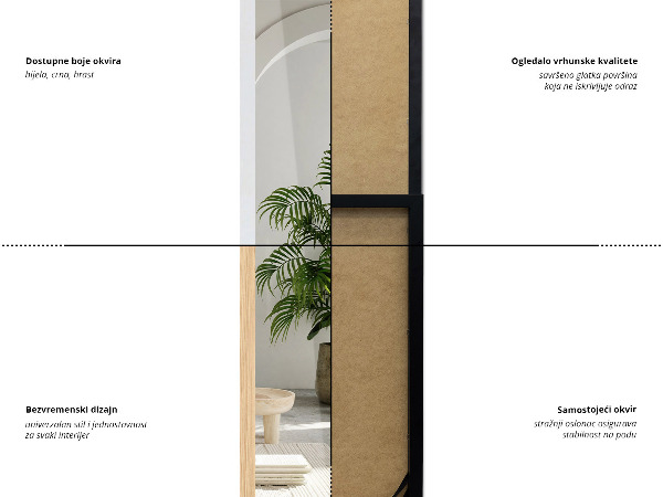 Stående spegel svart 14x61 in