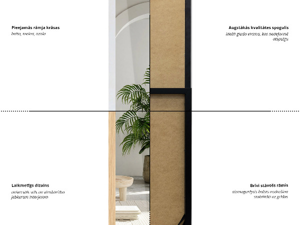 Stående spegel svart 14x61 in