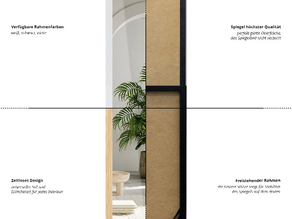 Stående spegel svart 14x61 in