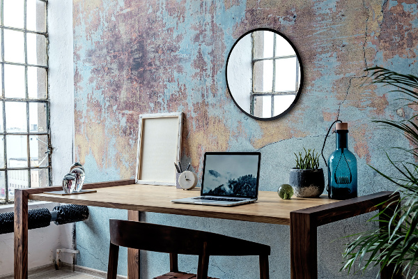 Rund spegel svart ram modern fi 80 cm