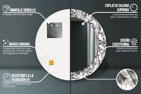 Rund spegel vägg Tropiska löv