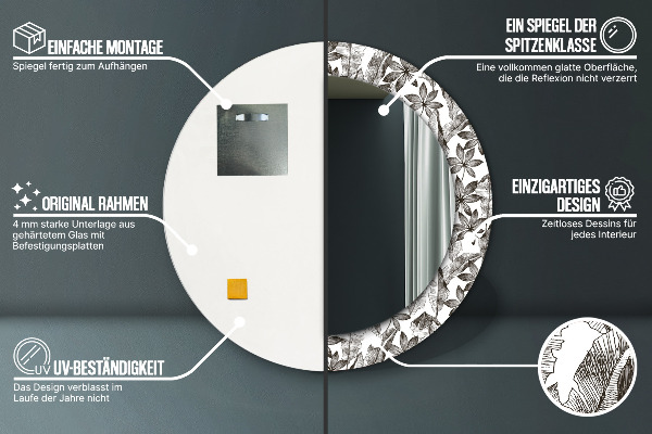 Rund spegel vägg Tropiska löv