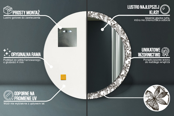 Rund spegel vägg Tropiska löv